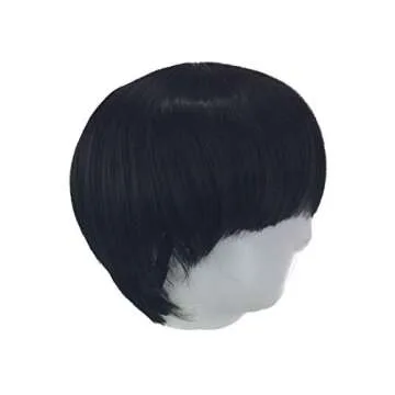 OYSRONG Women's Short Black Full Bang Straight Wig Mushroom Hairstyle Cosplay/daily Heat Resistant Fibre Halloween Wig