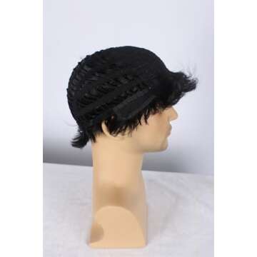 OYSRONG Women's Short Black Full Bang Straight Wig Mushroom Hairstyle Cosplay/daily Heat Resistant Fibre Halloween Wig