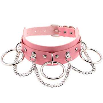 Leather Choker Collar For Women,Sexy Soft PU Leather Choker Necklace (Pink)