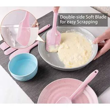Rebekah Heat Resistant Silicone Spatula Set, Nonstick Premium Rubber Kitchen Utensil for Baking, Cooking, Mixing Tools, BPA Free, Pink