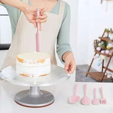 Rebekah Heat Resistant Silicone Spatula Set, Nonstick Premium Rubber Kitchen Utensil for Baking, Cooking, Mixing Tools, BPA Free, Pink