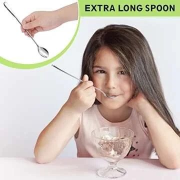 Rainspire 9-Inch Long Coffee Spoons for Coffee Bar, Coffee Stirrers Ice Cream Spoon Tea Spoons Stainless Steel Long Spoon for Cocktail Stirring Iced Tea, Coffee Bar Accessories, 2 Pack