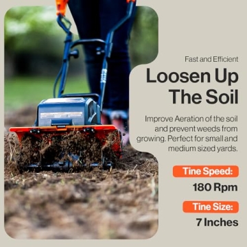 SuperHandy Electric Tiller-Cultivator with 40V Battery