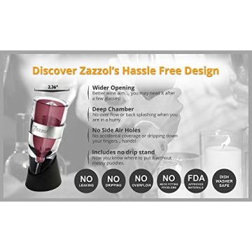 Zazzol Wine Aerator Decanter - Multi Stage Design with Gift Box - Recommended by Business Insider Luxury Aluminum Ring