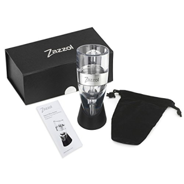 Zazzol Wine Aerator Decanter - Multi Stage Design with Gift Box - Recommended by Business Insider Luxury Aluminum Ring