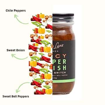 Cottage Lane Kitchen Pepper Relish - Hot & Sweet Chile Peppers. Spicy Jalapenos Bell Peppers - Sub for Hot Sauce, Chow Chow, Salsa 12oz Jar