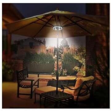 OYOCO Patio Umbrella Light 3 Brightness Modes Cordless 28 LED Lights-4 x AA Battery Operated,Umbrella Pole Light for Patio Umbrellas,Camping Tents or Indoor Use