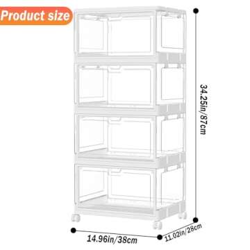 Clear Storage Bins with Lid 24Qt, 4 Pack Stackable Storage Bins, Acrylic Organizers , Plastic Multif...