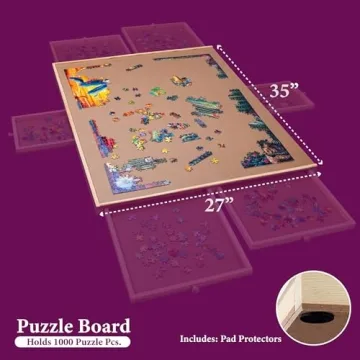 PLAYVIBE Rotating Jigsaw Puzzle Board with Storage Drawers