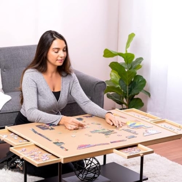 PLAYVIBE Rotating Jigsaw Puzzle Board with Storage Drawers