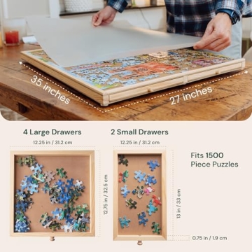 PLAYVIBE Rotating Jigsaw Puzzle Board with Storage Drawers