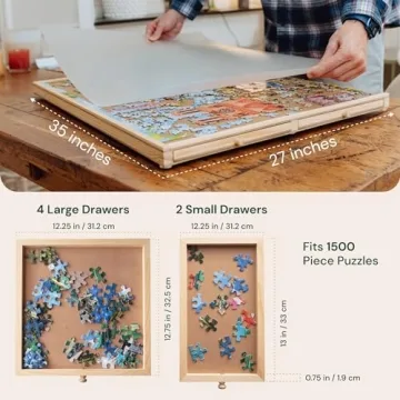 PLAYVIBE Rotating Jigsaw Puzzle Board with Storage Drawers