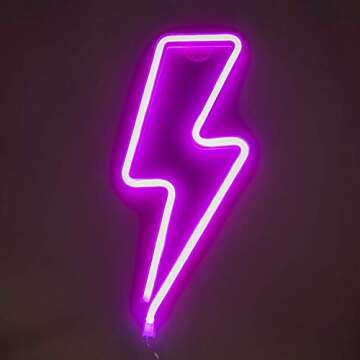 Lightning Bolt Neon Signs-Led Signs for Wall Decor USB or Battery Lightning LED light for decoration Neon Signs for Bedroom Lightning Bolt Led for Christmas Party Kids Girls Living Room,Pink