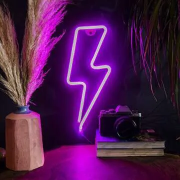 Lightning Bolt Neon Signs-Led Signs for Wall Decor USB or Battery Lightning LED light for decoration Neon Signs for Bedroom Lightning Bolt Led for Christmas Party Kids Girls Living Room,Pink