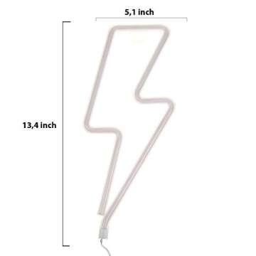 Lightning Bolt Neon Signs-Led Signs for Wall Decor USB or Battery Lightning LED light for decoration Neon Signs for Bedroom Lightning Bolt Led for Christmas Party Kids Girls Living Room,Pink
