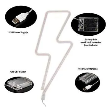 Lightning Bolt Neon Signs-Led Signs for Wall Decor USB or Battery Lightning LED light for decoration Neon Signs for Bedroom Lightning Bolt Led for Christmas Party Kids Girls Living Room,Pink