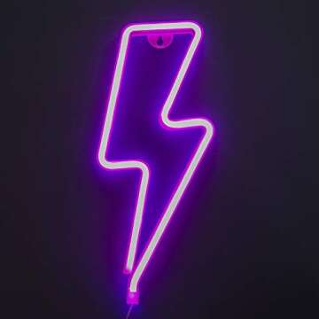 Lightning Bolt Neon Signs-Led Signs for Wall Decor USB or Battery Lightning LED light for decoration Neon Signs for Bedroom Lightning Bolt Led for Christmas Party Kids Girls Living Room,Pink