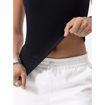 Danysu Women Cotton Rib Tank with Built-In Bra