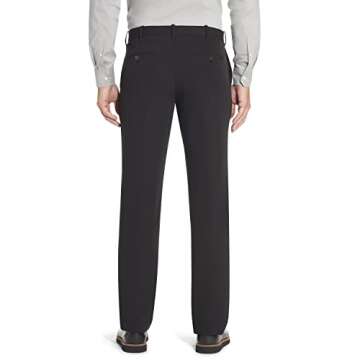 Van Heusen Men's Flex Straight Fit Flat Front Pant, Black, 44W x 34L