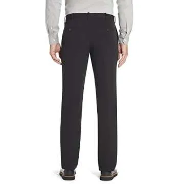 Van Heusen Men's Flex Straight Fit Flat Front Pant, Black, 44W x 34L