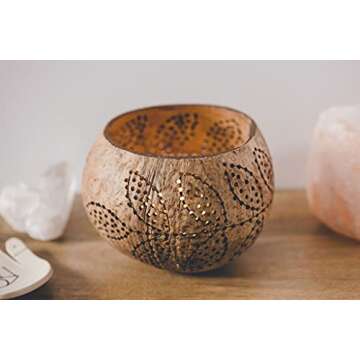 Handmade Natural Coconut Candle Holder - Eco-Friendly Décor