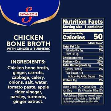 Swanson Sipping Bone Broth, Chicken Bone Broth with Ginger & Turmeric, 10.75 Ounce Sipping Cup (Pack of 8)