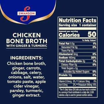 Swanson Sipping Bone Broth, Chicken Bone Broth with Ginger & Turmeric, 10.75 Ounce Sipping Cup (Pack of 8)