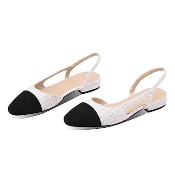 Chic JiaBinji Slingback Flats for Women - Two Tone Pumps