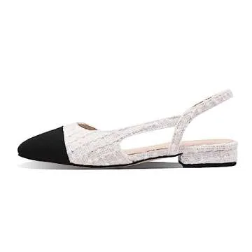 Chic JiaBinji Slingback Flats for Women - Two Tone Pumps