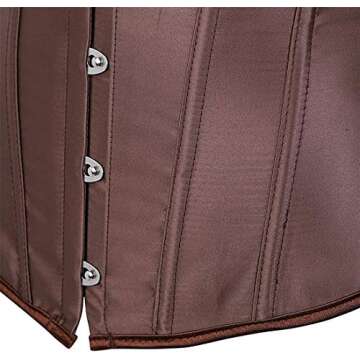 Blidece Women's Lace Up Boned Bustier Corset Top Sexy Lingerie Sets Brown Satin Waist Cincher S