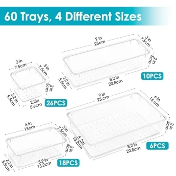 Vtopmart 60 PCS Clear Drawer Organizer Set for Home