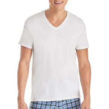 Hanes Men's V-Neck Cotton Undershirts - White 6-Pack