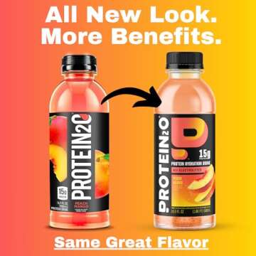 Protein2o 15g Whey Protein Infused Water, Peach Mango, 16.9 Oz Bottle (Pack of 12)
