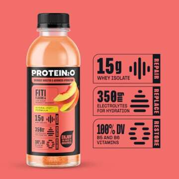 Protein2o 15g Whey Protein Infused Water, Peach Mango, 16.9 Oz Bottle (Pack of 12)