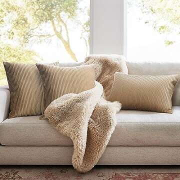 Luxurious YCOLL Velvet Khaki Pillow Covers - Set of 2