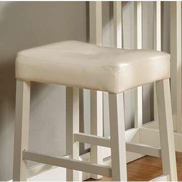 Roundhill Furniture 3-Piece Counter Height Dining Set with saddleback Stools, White