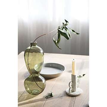 Bloomingville Resin Taper Candle Holder with Handles, Volcano Finish