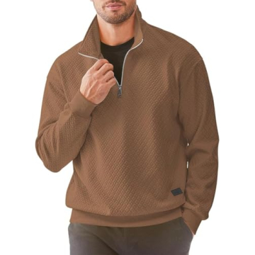 Dokotoo Men Men's Quarter Zip Up Pullovers Sweatshirts Casual Dressy Solid Graphic Stand Collar Esse...