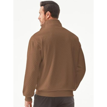Dokotoo Men Men's Quarter Zip Up Pullovers Sweatshirts Casual Dressy Solid Graphic Stand Collar Essential Slim Fit Mock Neck Shawl Collar Sweaters Polo Long Sleeve Sweatshirt Brown X-Large