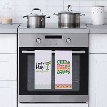 LXOMILL Margarita Funny Kitchen Towels, Margarita Taco Lovers Gifts, I Need A Huge Margarita, Cute Hostess, House Warming Gift, Cinco De Mayo Gifts