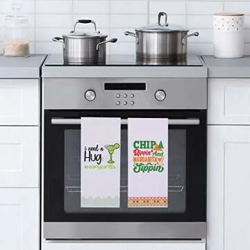 LXOMILL Margarita Funny Kitchen Towels, Margarita Taco Lovers Gifts, I Need A Huge Margarita, Cute Hostess, House Warming Gift, Cinco De Mayo Gifts
