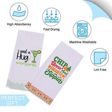 LXOMILL Margarita Funny Kitchen Towels, Margarita Taco Lovers Gifts, I Need A Huge Margarita, Cute Hostess, House Warming Gift, Cinco De Mayo Gifts