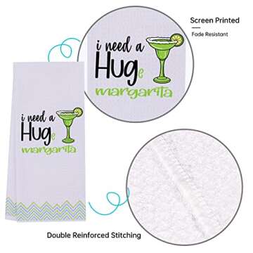 LXOMILL Margarita Funny Kitchen Towels, Margarita Taco Lovers Gifts, I Need A Huge Margarita, Cute Hostess, House Warming Gift, Cinco De Mayo Gifts