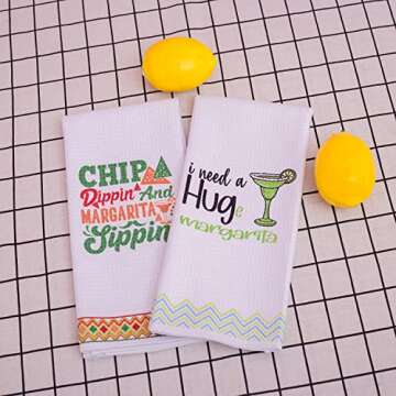 LXOMILL Margarita Funny Kitchen Towels, Margarita Taco Lovers Gifts, I Need A Huge Margarita, Cute Hostess, House Warming Gift, Cinco De Mayo Gifts