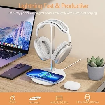 HiWe 2-in-1 Headphone Stand Wireless Charger Fast 15W