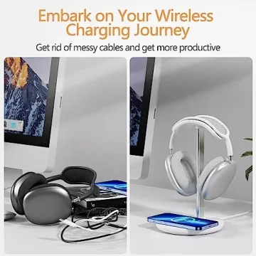 HiWe 2-in-1 Headphone Stand Wireless Charger Fast 15W