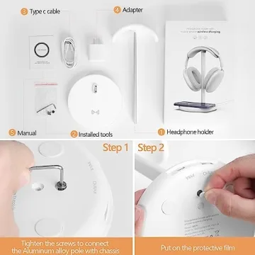 HiWe 2-in-1 Headphone Stand Wireless Charger Fast 15W