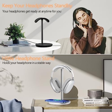HiWe 2-in-1 Headphone Stand Wireless Charger Fast 15W