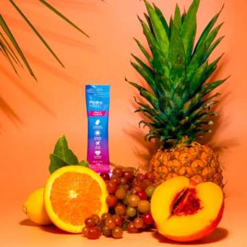 HydroMATE Electrolytes Powder Low Sugar - 30 Count Fruit Punch Instant Hydration Packets with Vitamin C to Boost Energy - Low Sugar Electrolytes Powder Packets to Support Hydration Fast Party Recovery