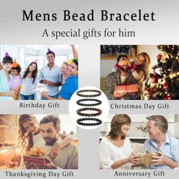 RANKEEF Mens Beaded Bracelets Set - Stylish Natural Stone Design